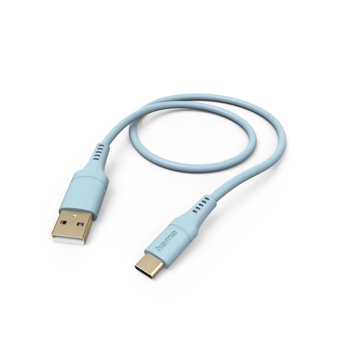Силиконов кабел за зареждане HAMA &quot;Flexible&quot; USB-A - USB-C, 1.5 m, Син