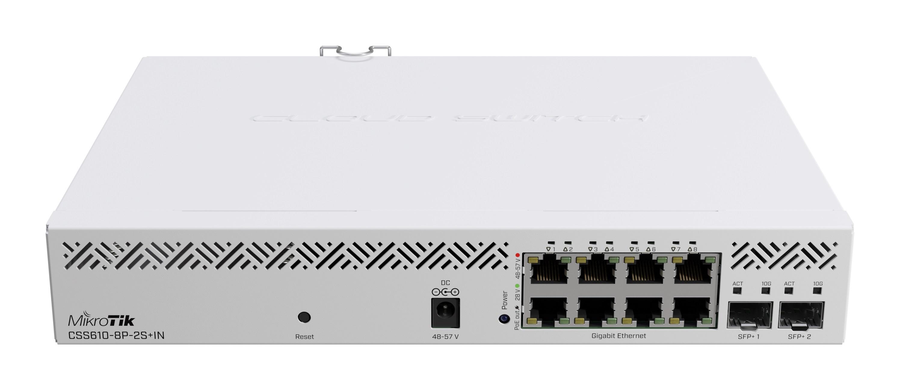 Суич MikroTik CSS610-8P-2S+IN, 8 x Gigabit Ethernet ports, 2 x SFP, PoE out-2