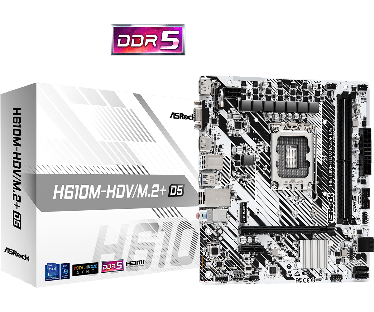 Дънна платка ASRock H610M-HDV/M.2+ D5 LGA1700-4