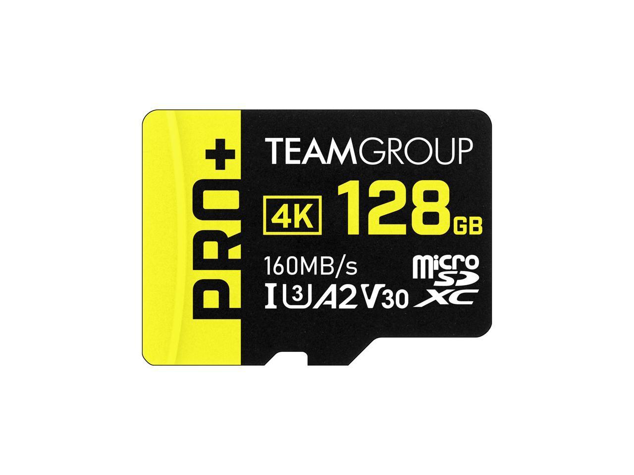 Карта памет Team Group PRO Plus microSDXC 128GB, UHS-I U3, A2, V30 + SD Адаптер