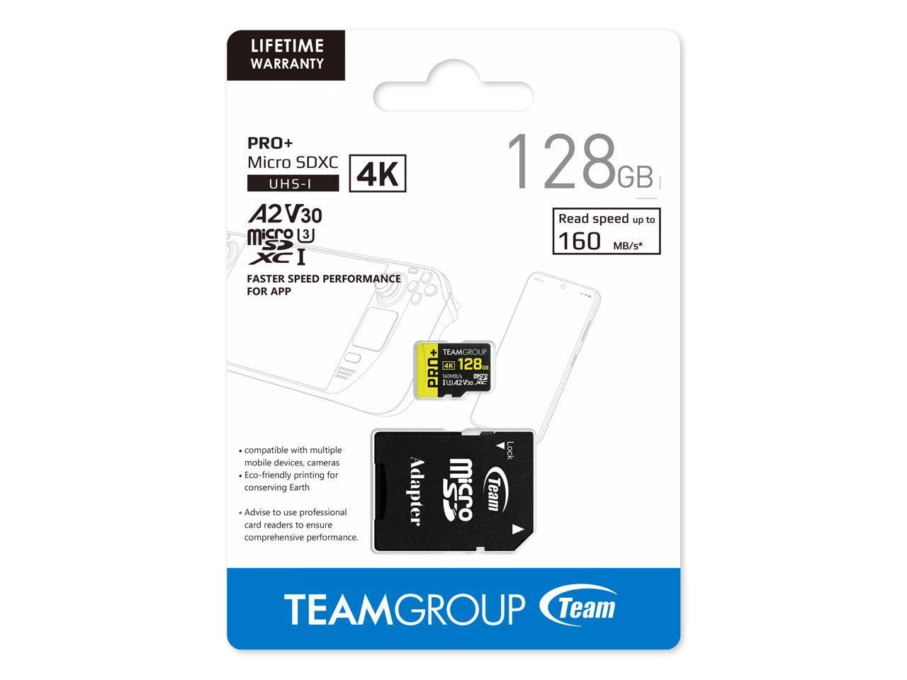 Карта памет Team Group PRO Plus microSDXC 128GB, UHS-I U3, A2, V30 + SD Адаптер-4