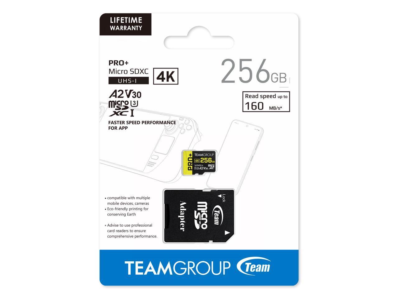 Карта памет Team Group PRO Plus microSDXC 256GB, UHS-I U3, A2, V30 + SD Адаптер-4