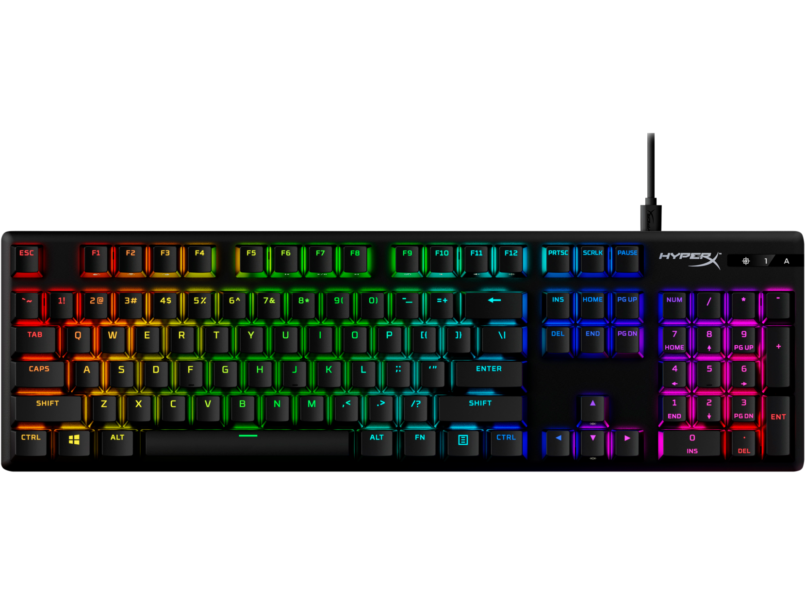 Геймърскa механична клавиатура HyperX Alloy Origins PBT, HyperX Aqua суичове, RGB, Черен-2