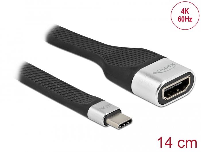 Кабел Delock FPC Flat Ribbon, USB-C мъжко - HDMI женско, 4K 60 Hz, 14 cm-2