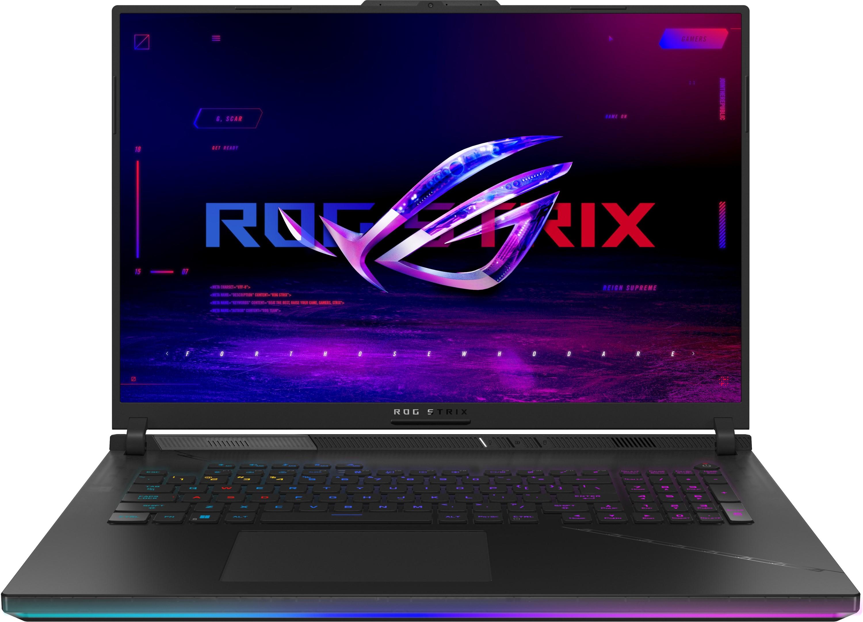 Лаптоп Asus ROG Strix SCAR 18 G834JY-N6005X, 18&quot; IPS QHD+ (2560x1200), Intel Core i9-13980HX, 32GB DDR5, 2 x 1TB NVMe SSD, NVIDIA GeForce RTX 4090 GDDR6 16GB, Win 11 Pro