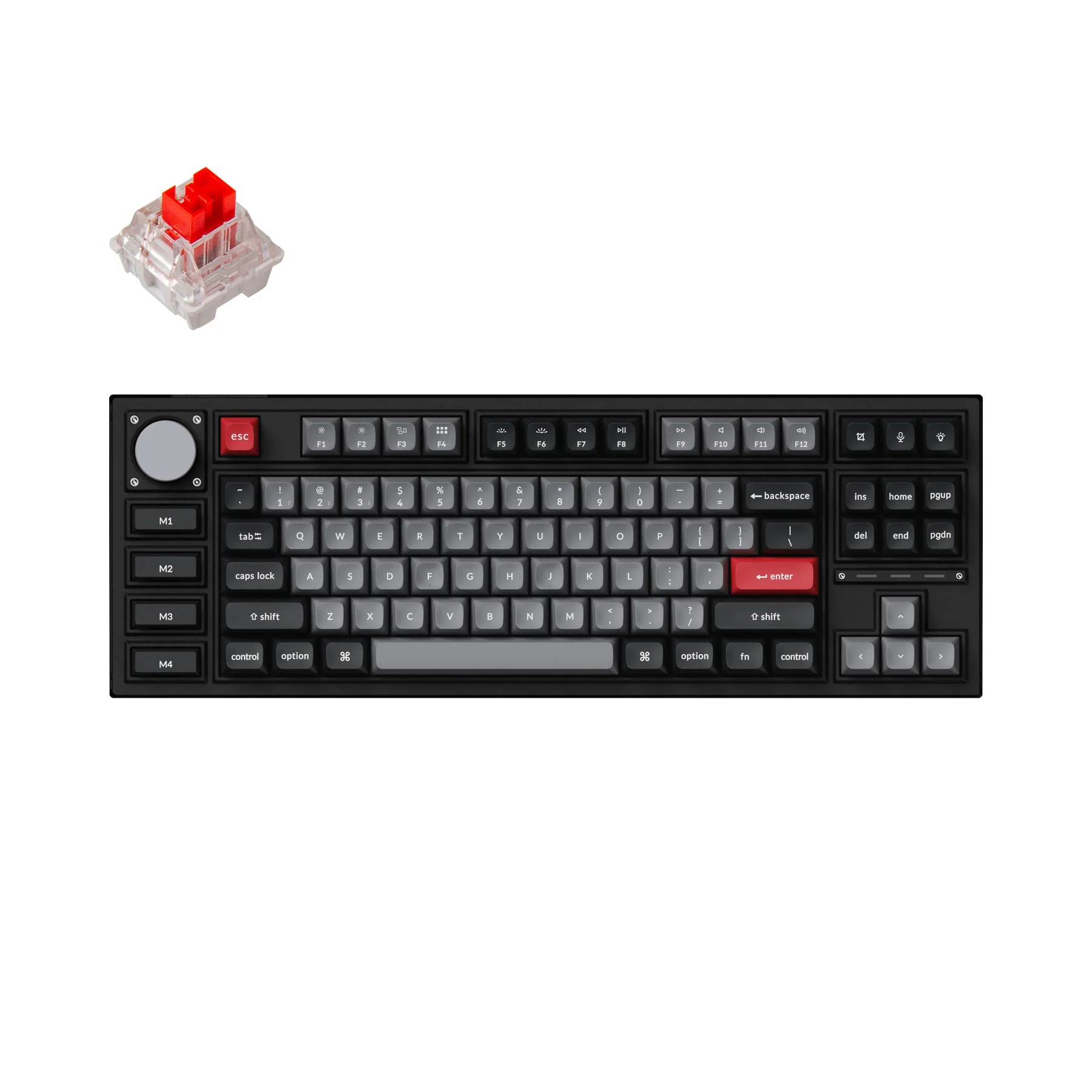 Геймърска Механична клавиатура Keychron Q3 Pro Carbon Black TKL K Pro Red Switch RGB LED PBT