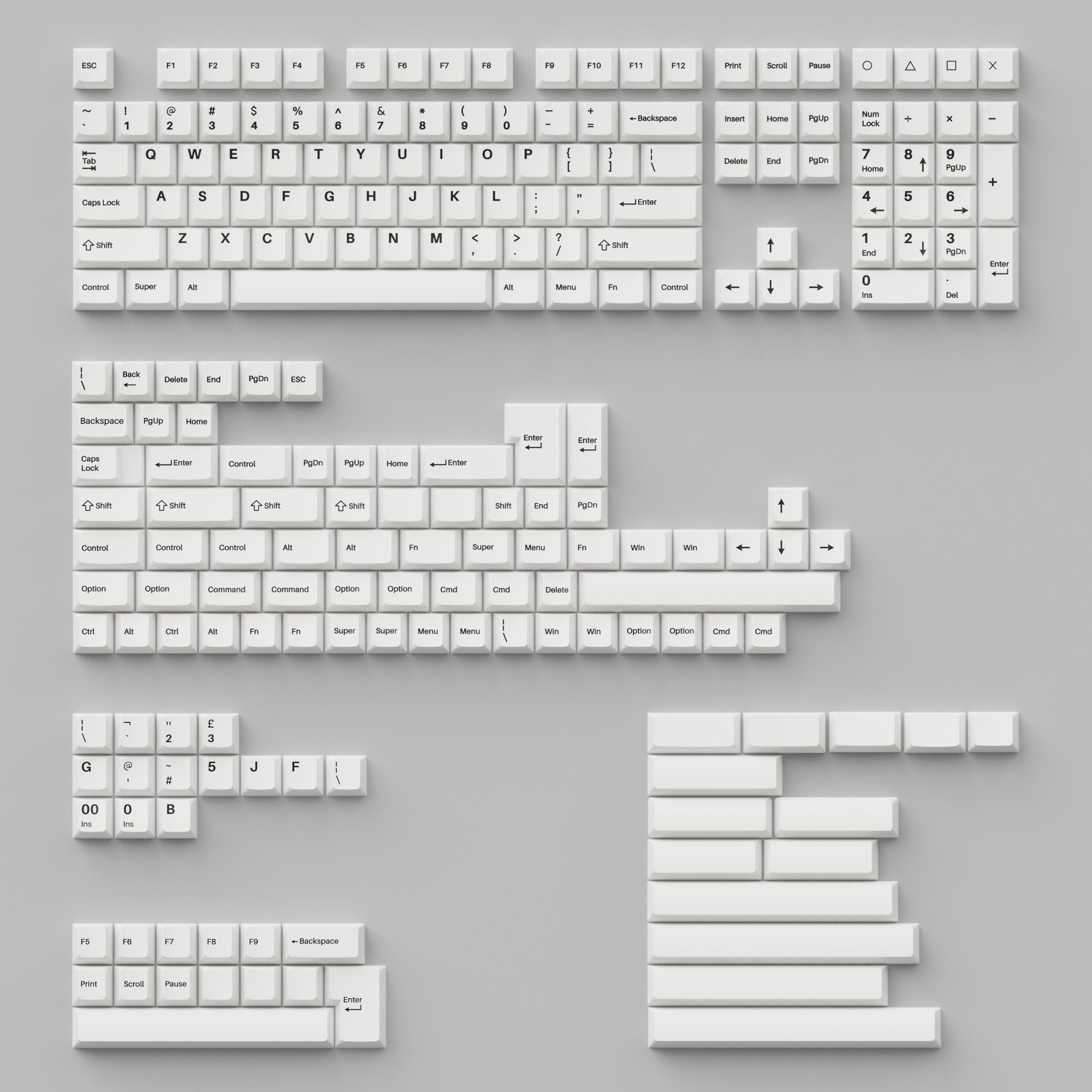 Капачки за механична клавиатура Keychron Cherry Profile Double - Shot PBT Full Set 219 Keycaps - Black on White-3