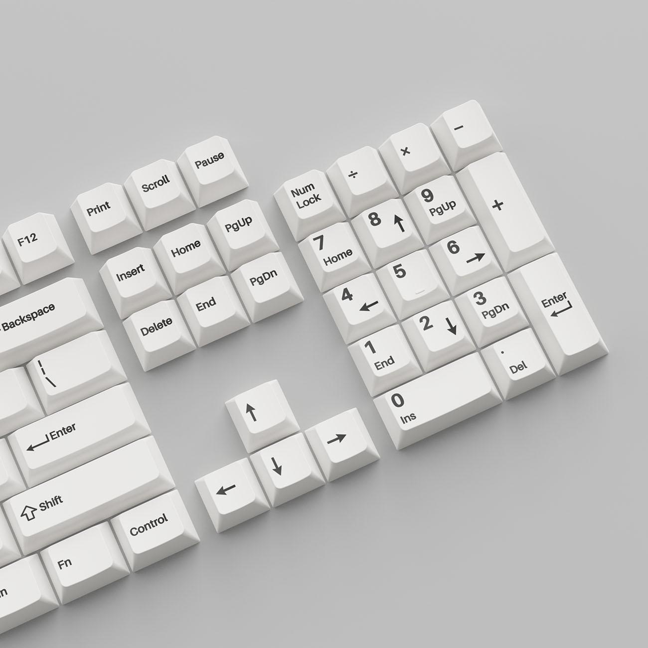 Капачки за механична клавиатура Keychron Cherry Profile Double - Shot PBT Full Set 219 Keycaps - Black on White-4