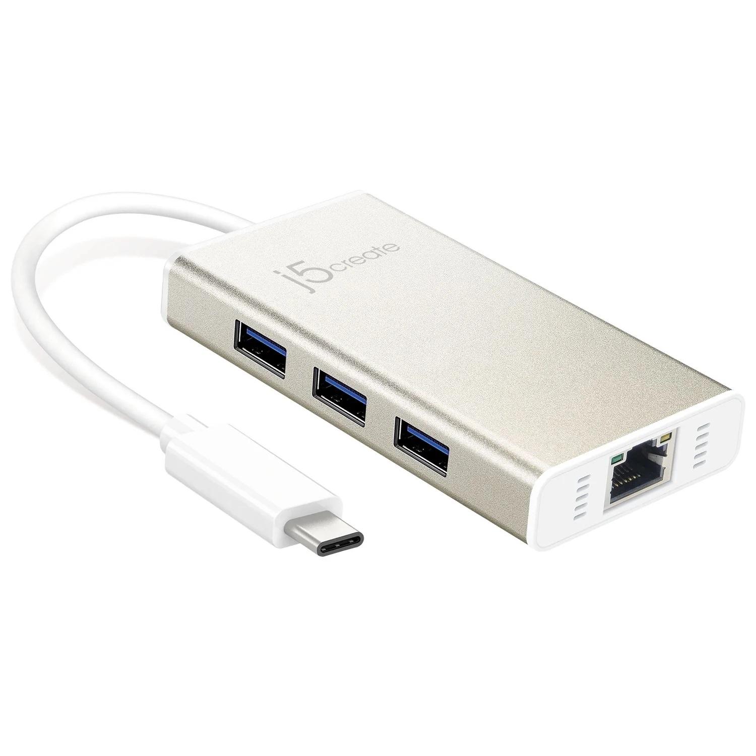 Хъб 3-портов J5create JCH471, USB-C 3.1, USB-A 3.0, Gigabit Ethernet-2