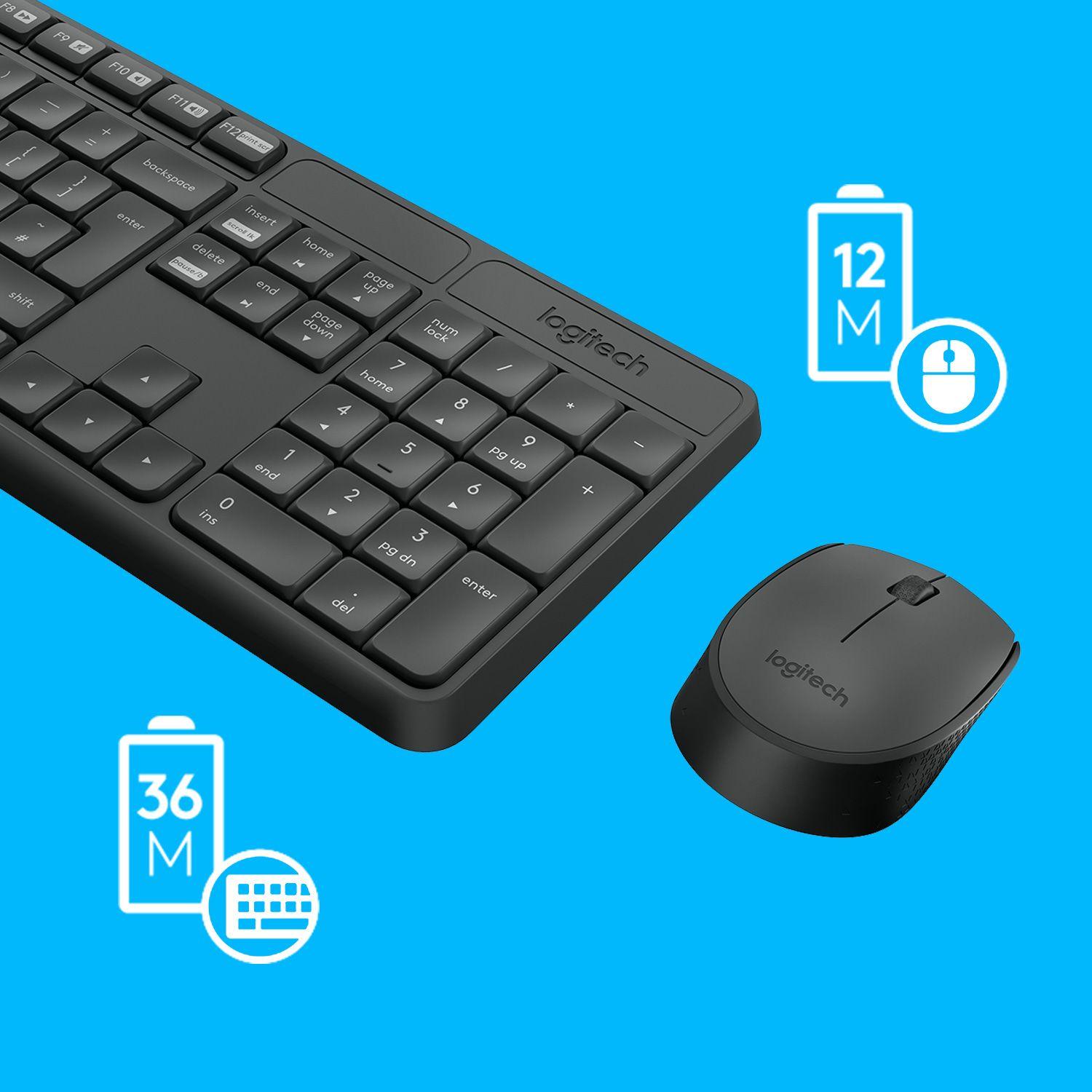 Kомплект безжични клавиатура с мишка Logitech MK235, Черен-2