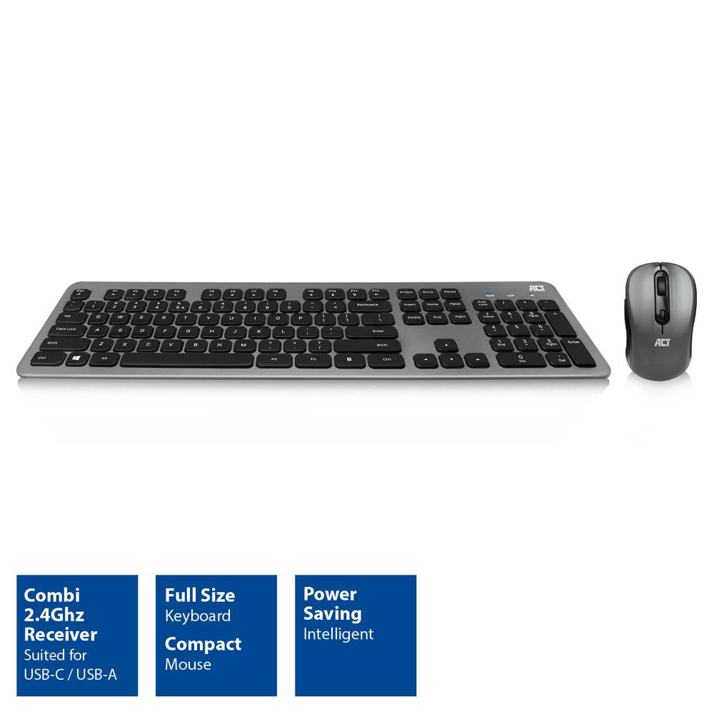 Комплект клавиатура с мишка ACT AC5710, 2.4 Ghz, USB-C/USB-A, US-3