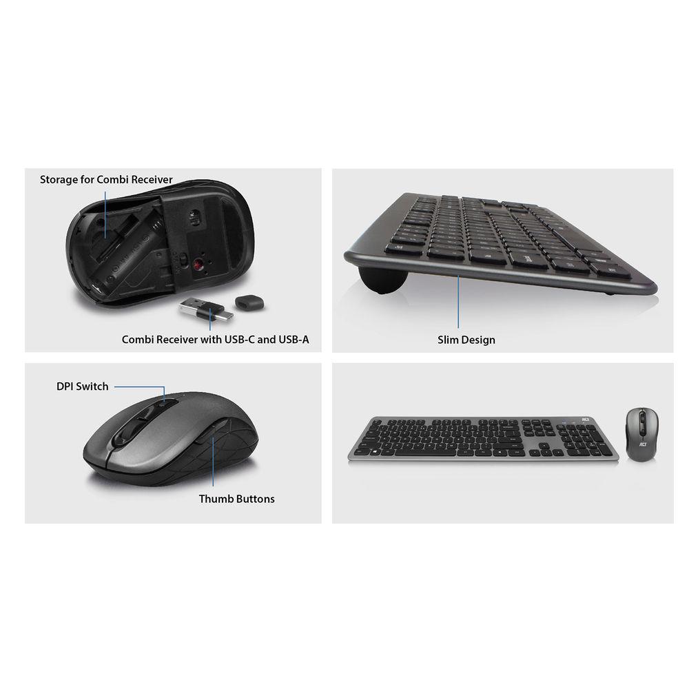 Комплект клавиатура с мишка ACT AC5710, 2.4 Ghz, USB-C/USB-A, US-4