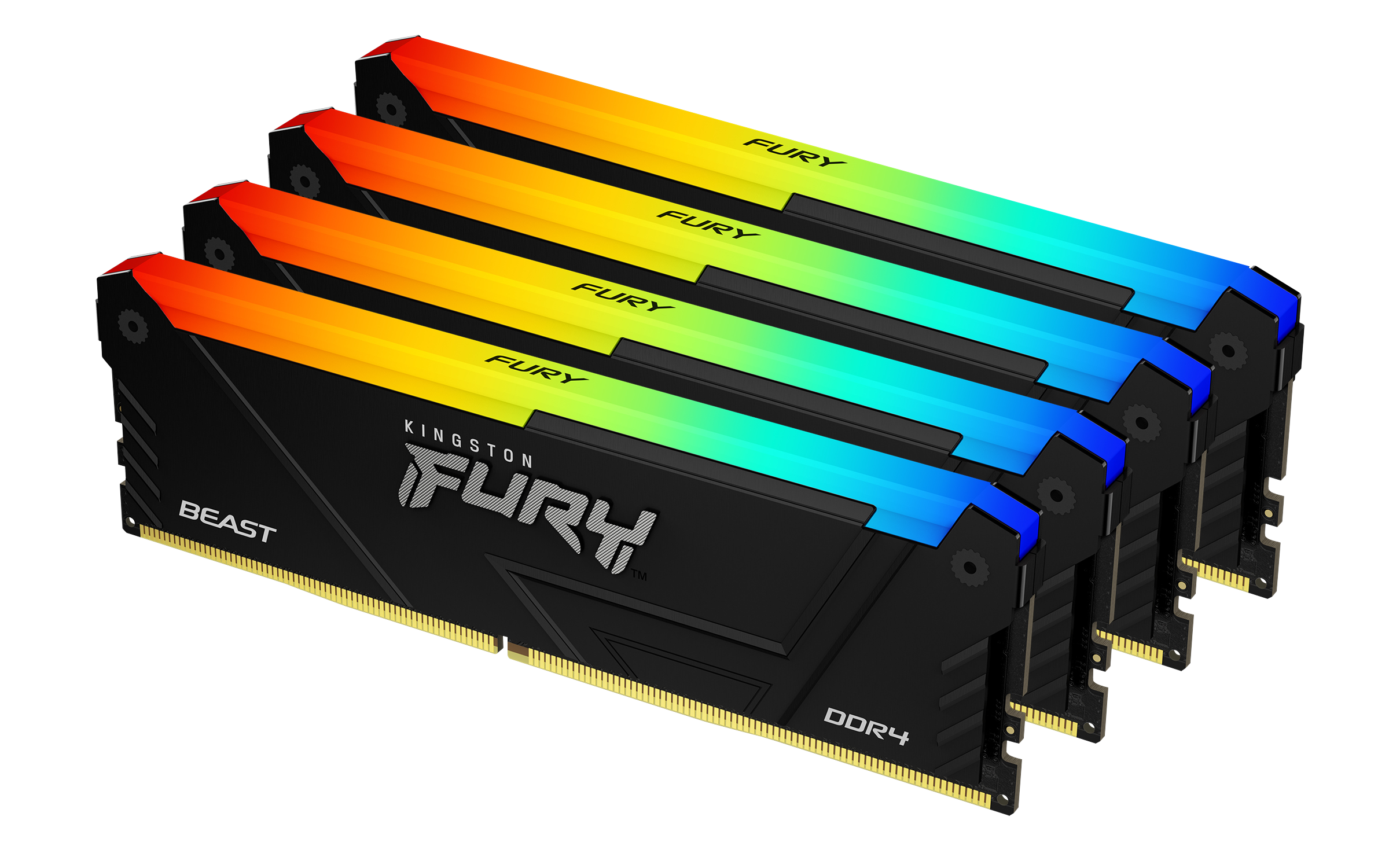 Памет Kingston FURY Beast Black RGB 64GB(4x16GB) DDR4 3200MHz CL16 1Rx8 KF432C16BB2AK4/64