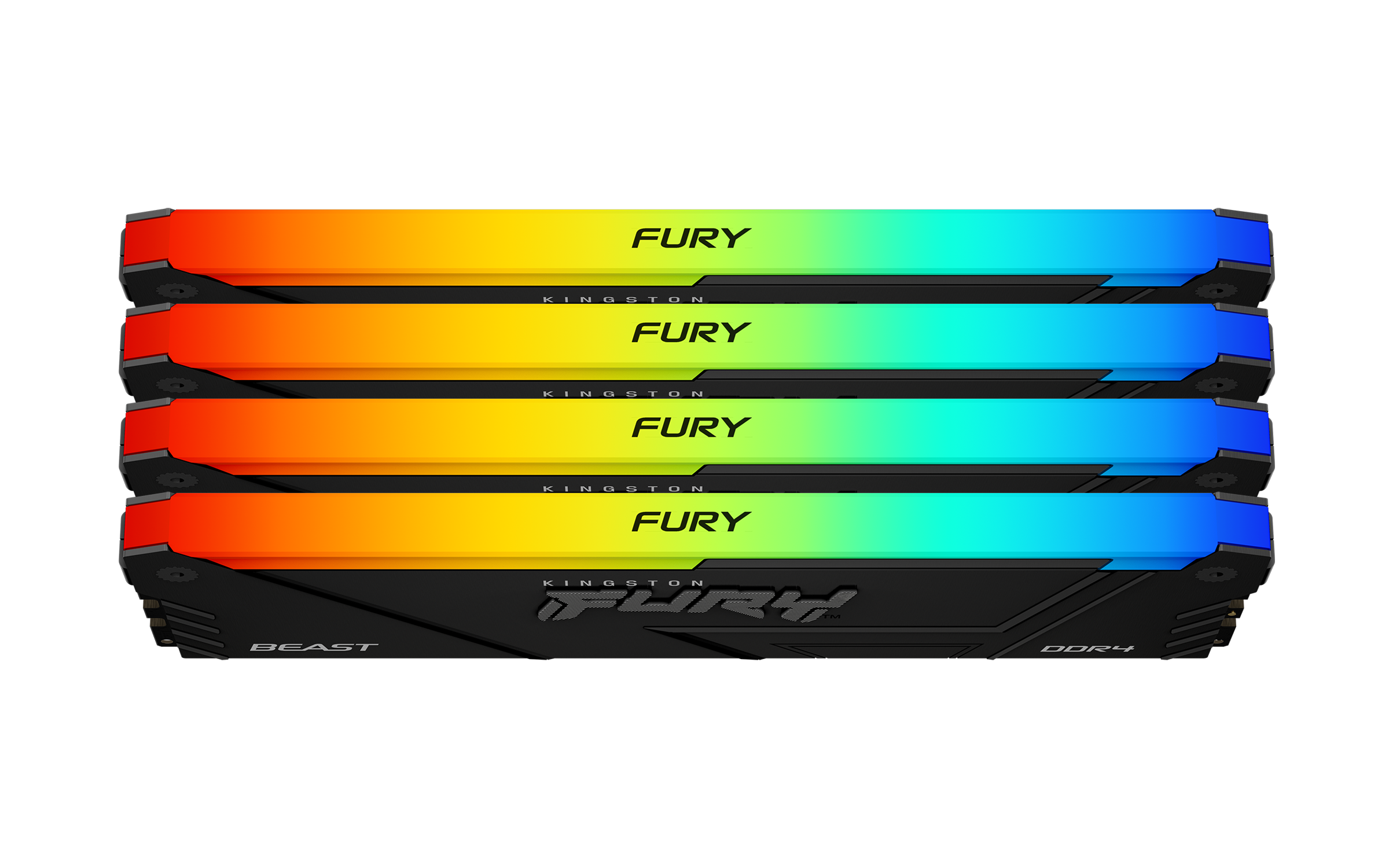 Памет Kingston FURY Beast Black RGB 64GB(4x16GB) DDR4 3200MHz CL16 1Rx8 KF432C16BB2AK4/64-4