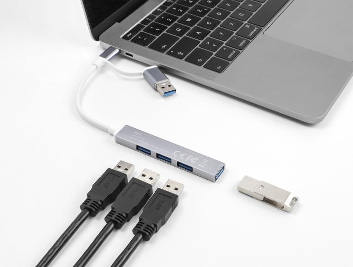 USB хъб Delock, USB-C / USB-A - 3 x USB-A 2.0 + 1 x USB-A 5 Gbps-3