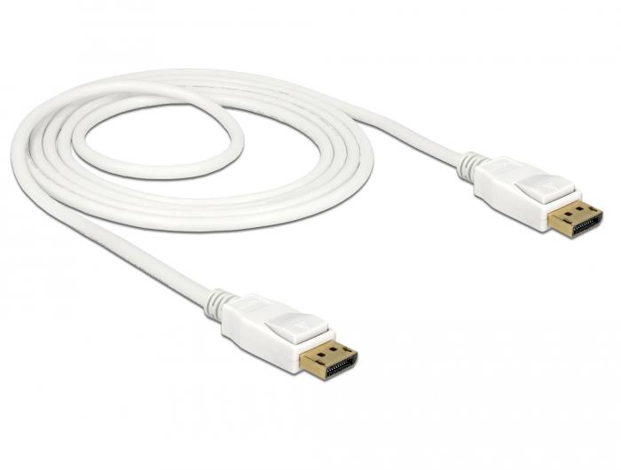 Кабел Delock DisplayPort 1.2 мъжко - DisplayPort мъжко, 1.5м, 4K 60 Hz, Бял
