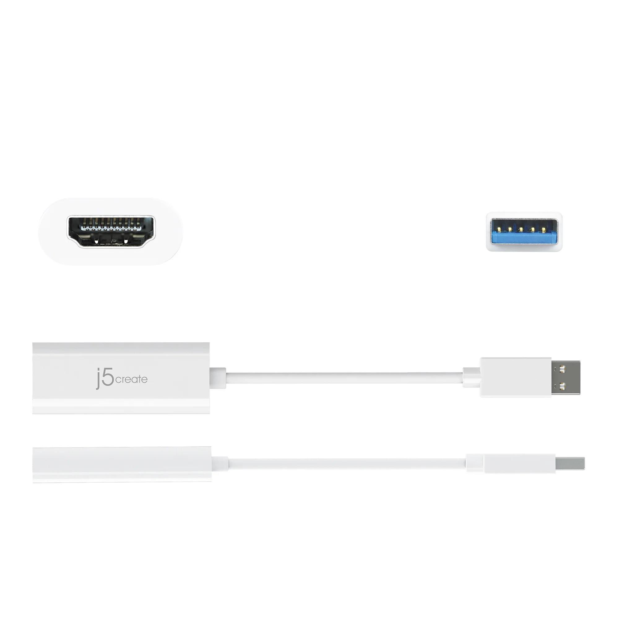 Адаптер j5create JUA254, USB-A към HDMI, Бял-2