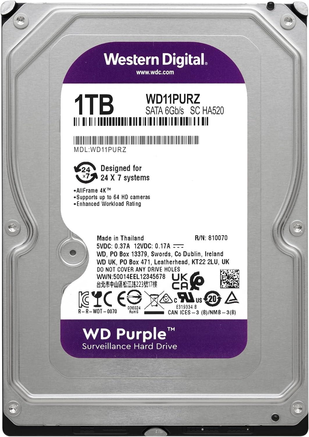 Хард диск WD Purple WD11PURZ, 1TB, 5400rpm, 64MB, SATA 3-2