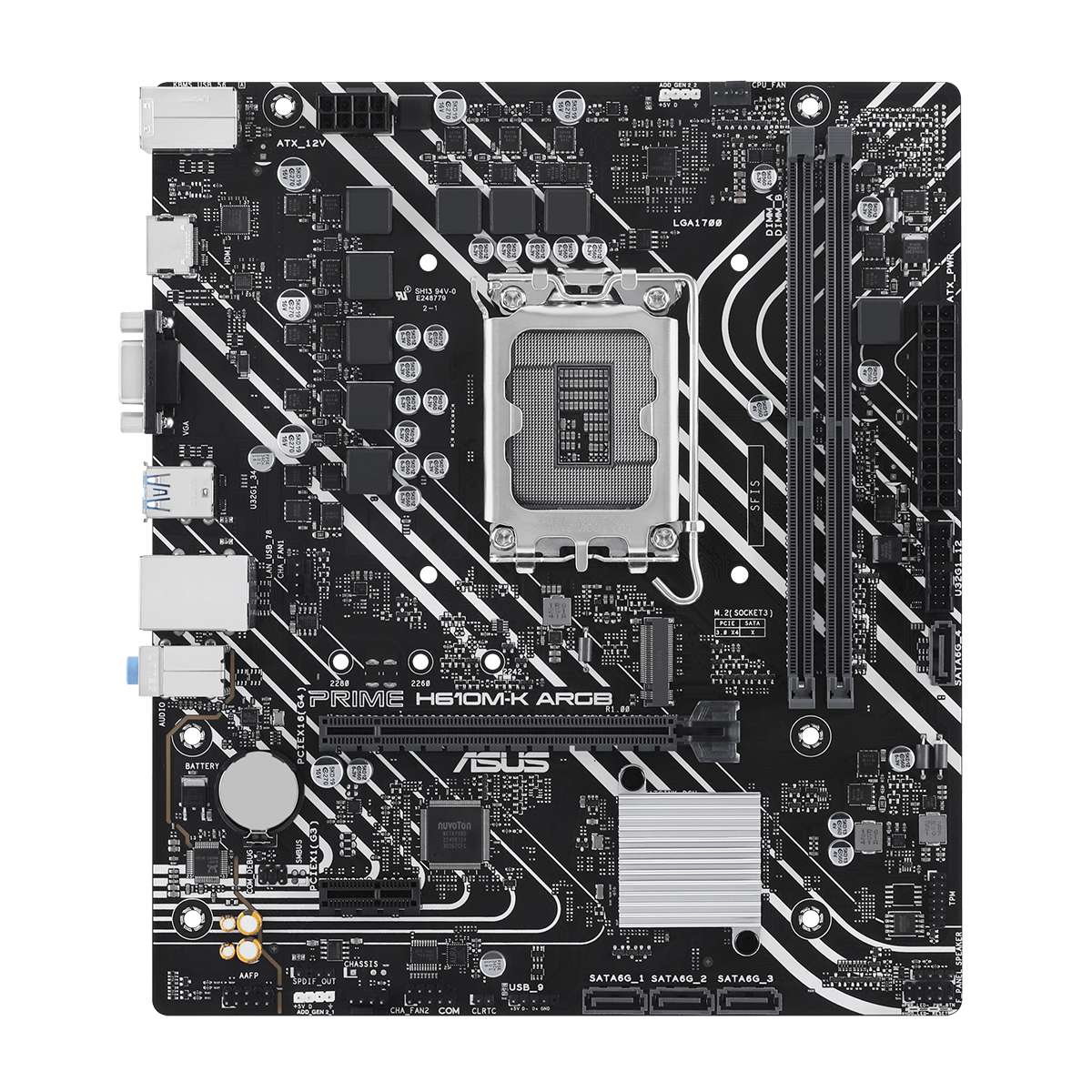 Дънна платка ASUS PRIME H610M-K ARGB D5, LGA 1700 mATX, 2x DDR5
