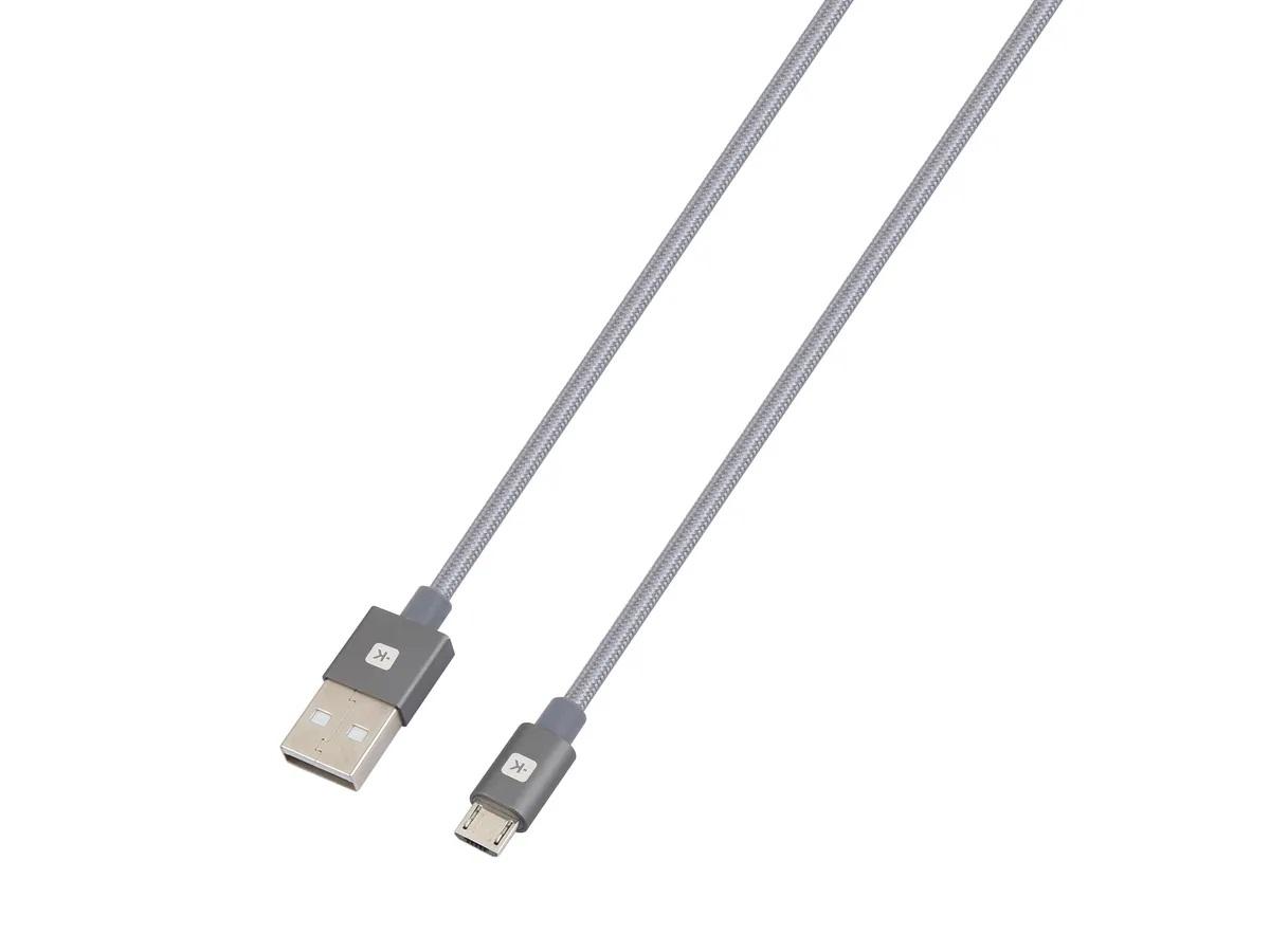 Кабел Skross, USB-A - microUSB, Метална оплетка, 1.20 м, Сив-2
