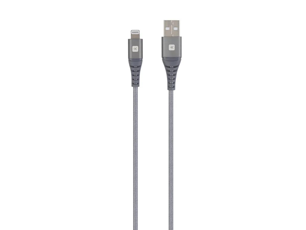 Кабел Skross, USB-A - Lightning, Метална оплетка, 1.20 м, Сив-2