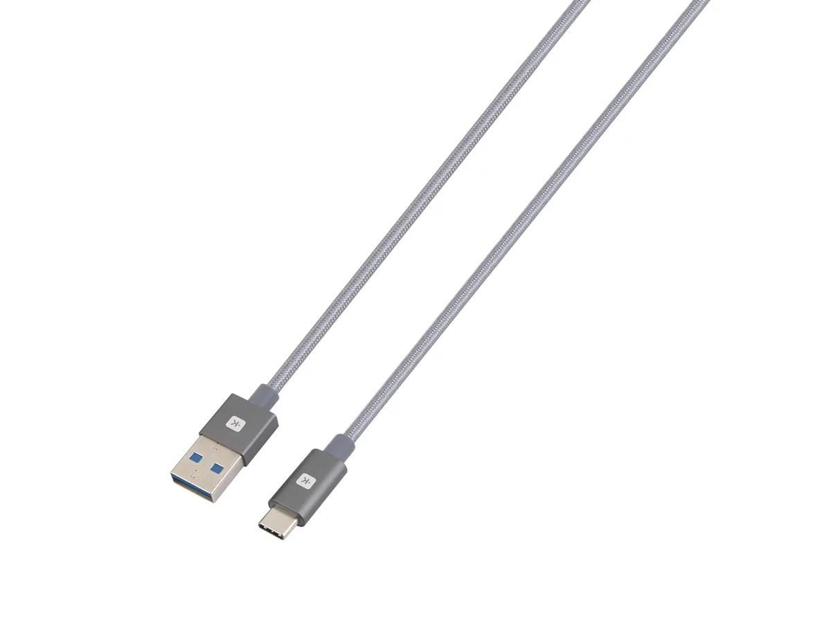 Кабел Skross, USB-A - USB-C, Метална оплетка, 1.20 м, Сив-2