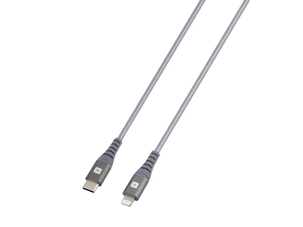 Кабел Skross, USB-C - Lightning, Метална оплетка, 1.20 м, Сив-2