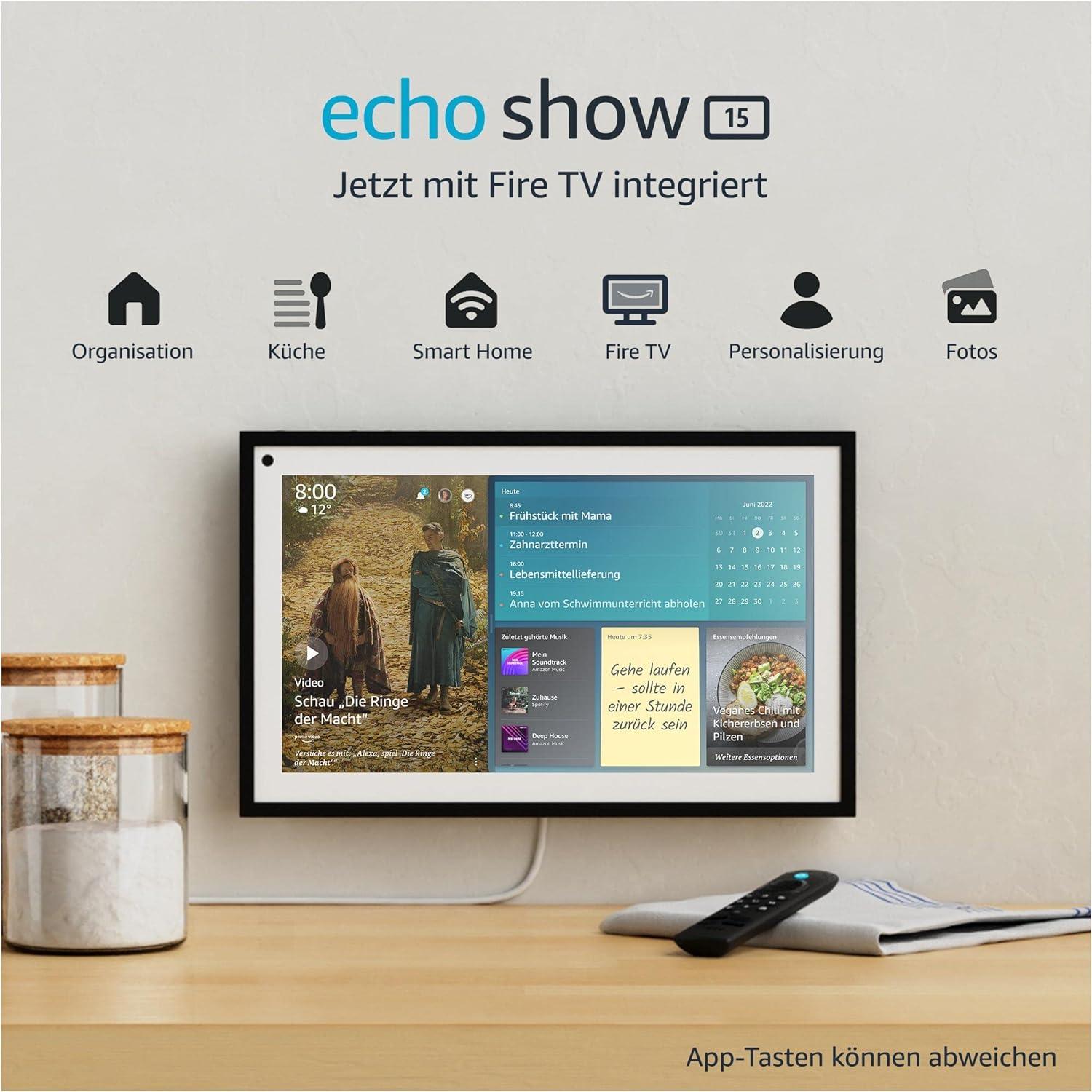 Смарт тонколона Amazon Echo Show 15, Сензорен екран, Fire TV, Черна-2
