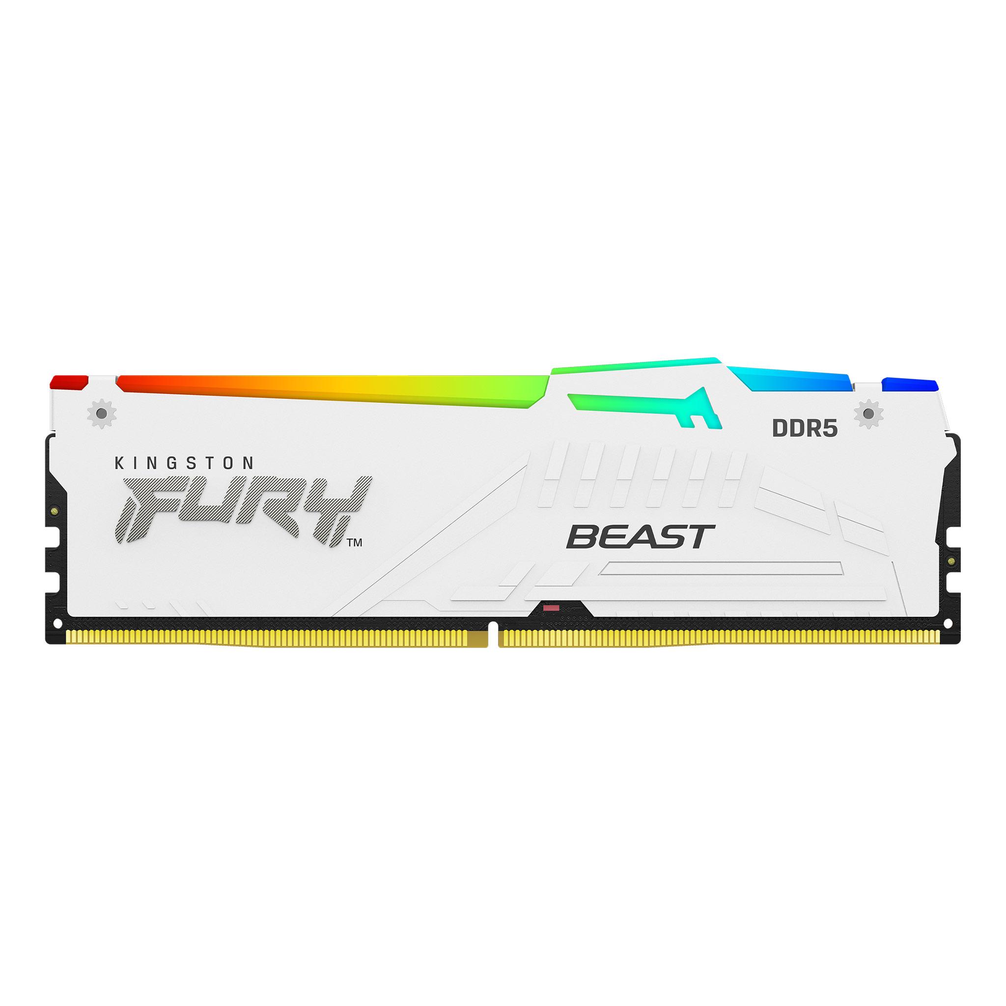 Памет Kingston FURY Beast White RGB 64GB(2x32GB) DDR5 5200MHz CL36 AMD EXPO, KF552C36BWEAK2-64-2