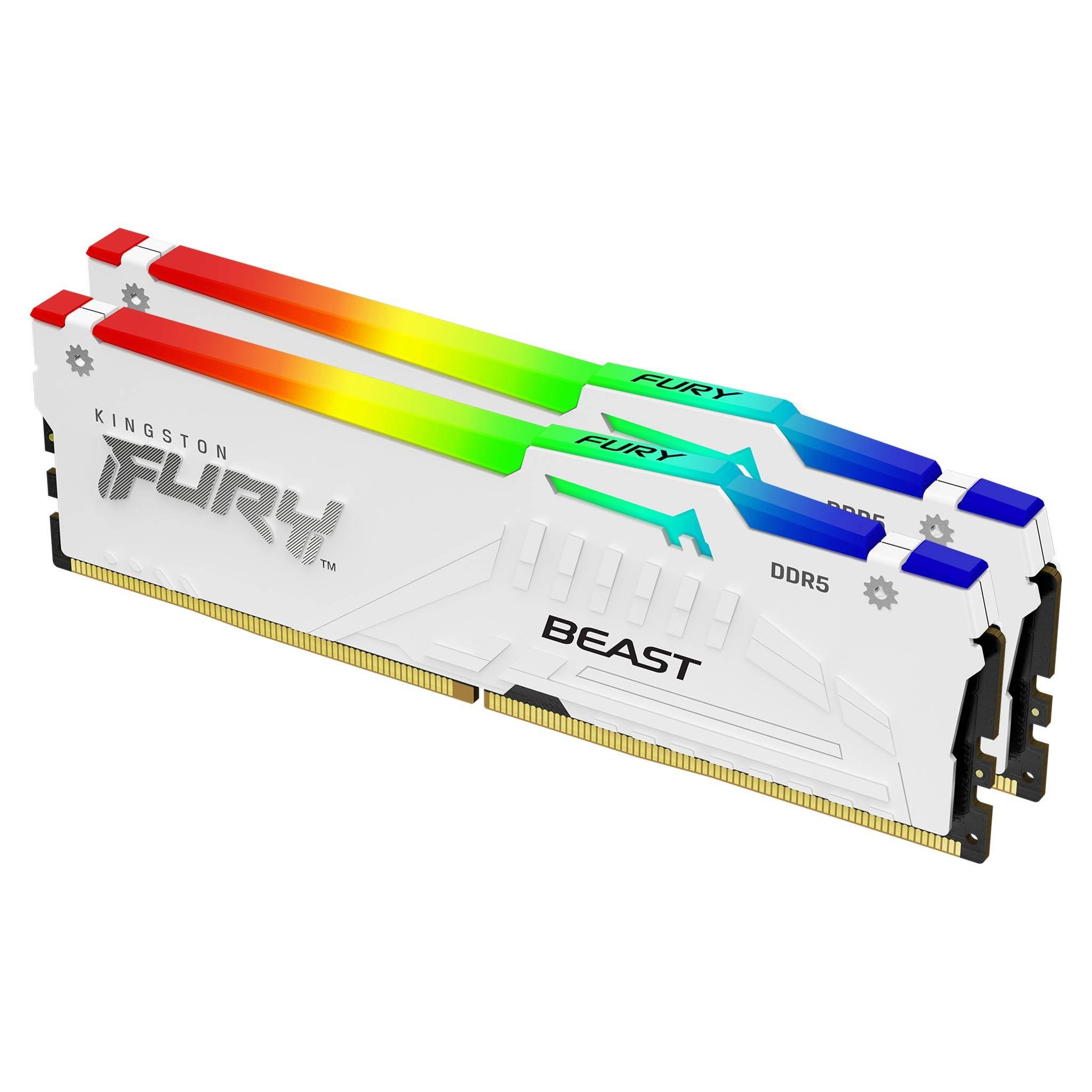 Памет Kingston FURY Beast White RGB 32GB(2x16GB) DDR5 6000MHz CL36 AMD EXPO, KF560C36BWEAK2-32
