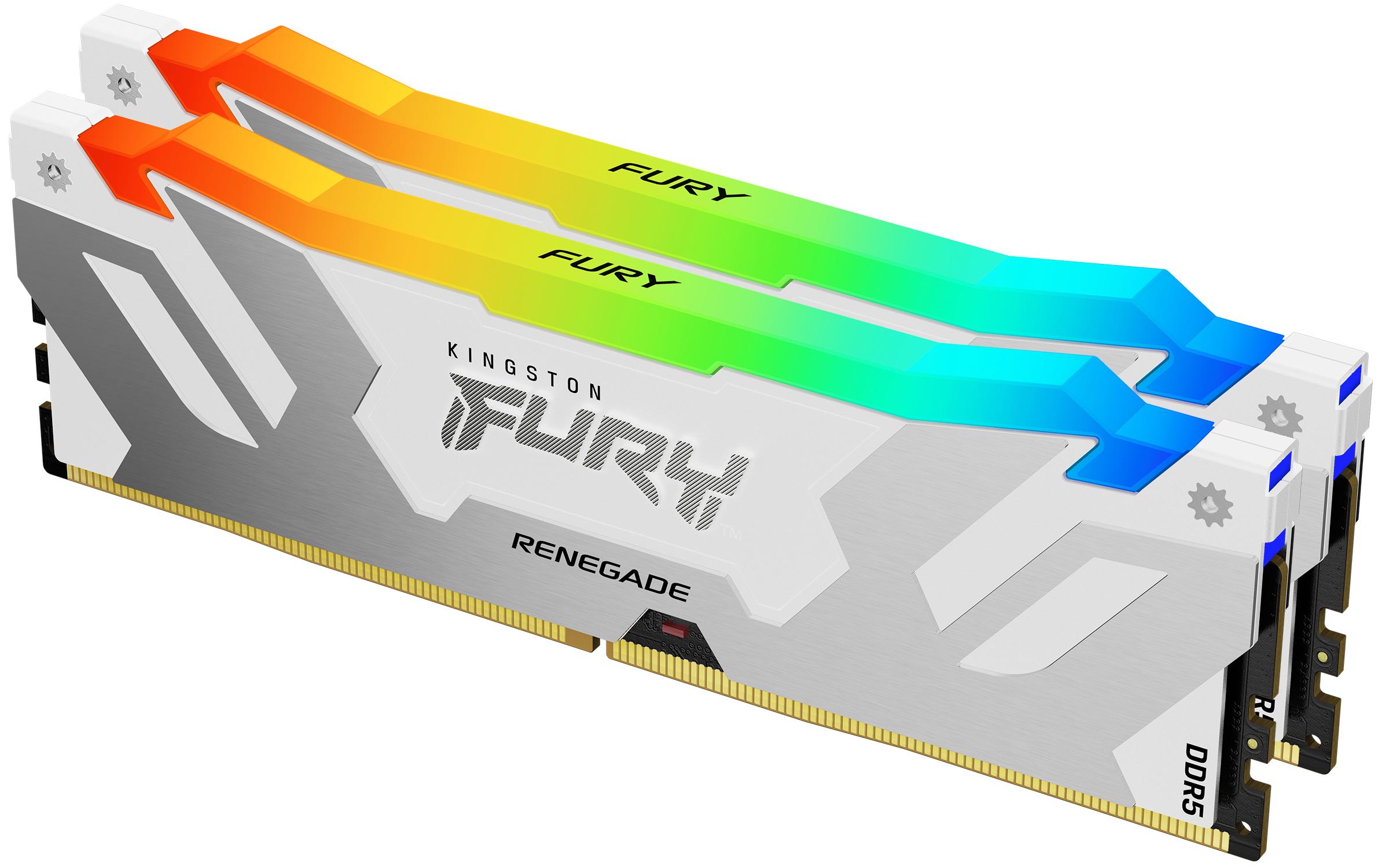 Памет Kingston Fury Renegade White RGB 32GB(2x16GB) DDR5 7200MHz CL38 KF572C38RWAK2-32, XMP