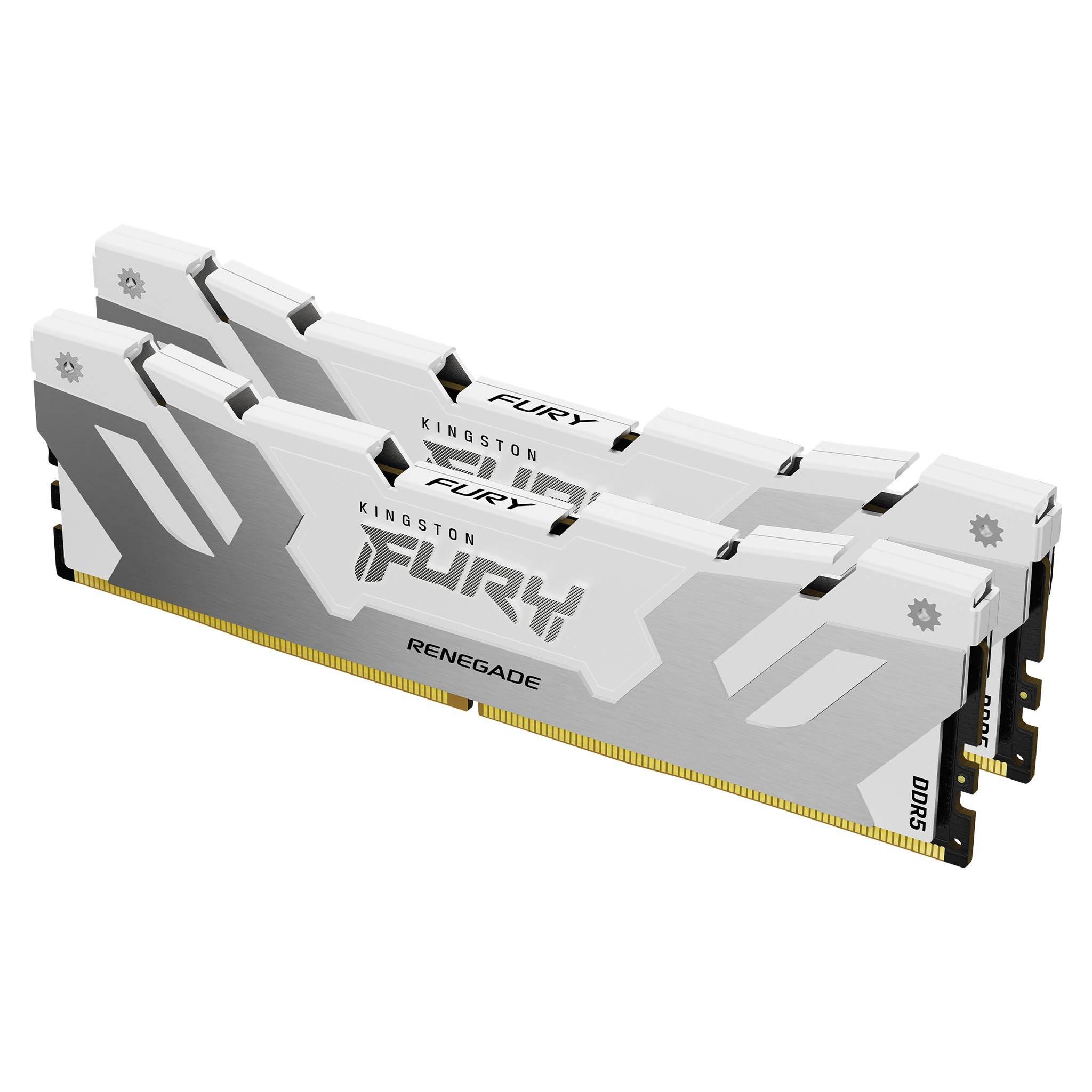 Памет Kingston Fury Renegade White 32GB(2x16GB) DDR5 8000MHz CL38 KF580C38RWK2-32, XMP