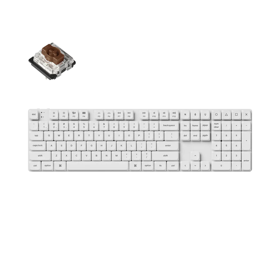 Геймърска механична клавиатура Keychron K5 Pro White QMK/VIA Full-Size Low-Profile Gateron Brown Switches White Backlight