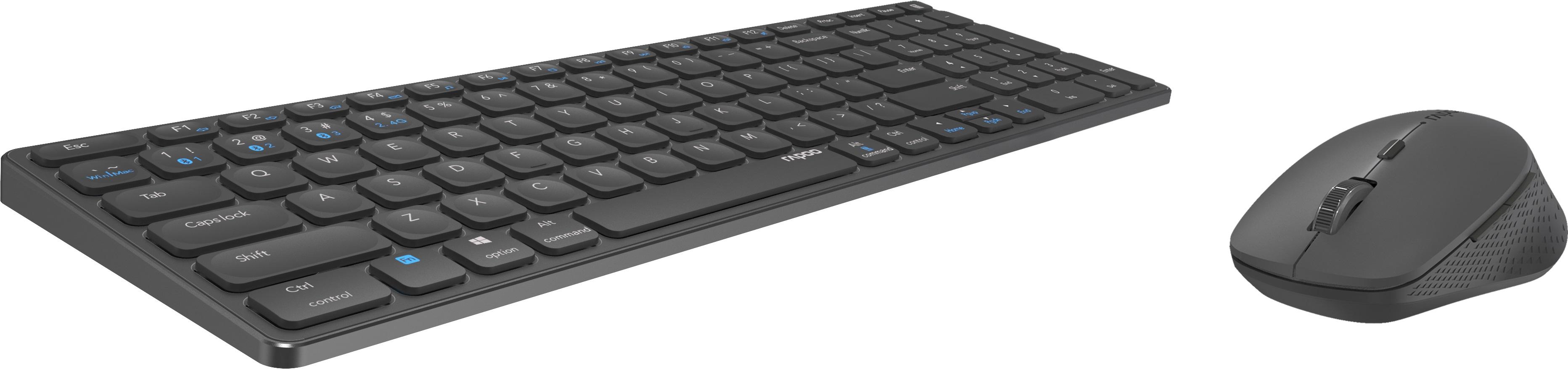 Комплект клавиатура и мишка RAPOO 9700M, Multi mode, Bluetooth, 2.4Ghz, Безжичен, Тъмносив-2