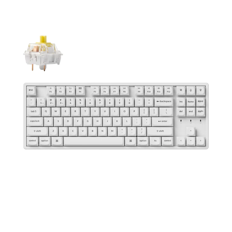 Геймърска механична клавиатура Keychron K8 Pro White QMK/VIA TKL K Pro(Hot Swappable) Banana Switch RGB Backlight Alluminium Frame