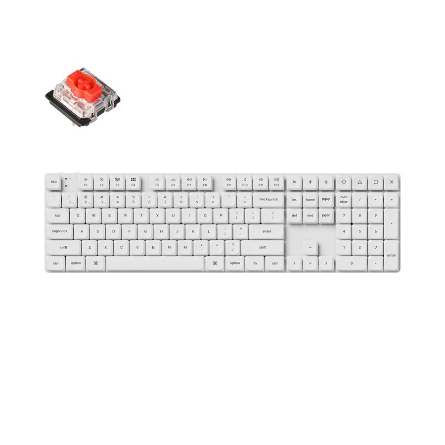 Геймърска механична клавиатура Keychron K5 Pro White QMK/VIA Full-Size Hot-Swappable Low-Profile Gateron Red Switches RGB Backlight