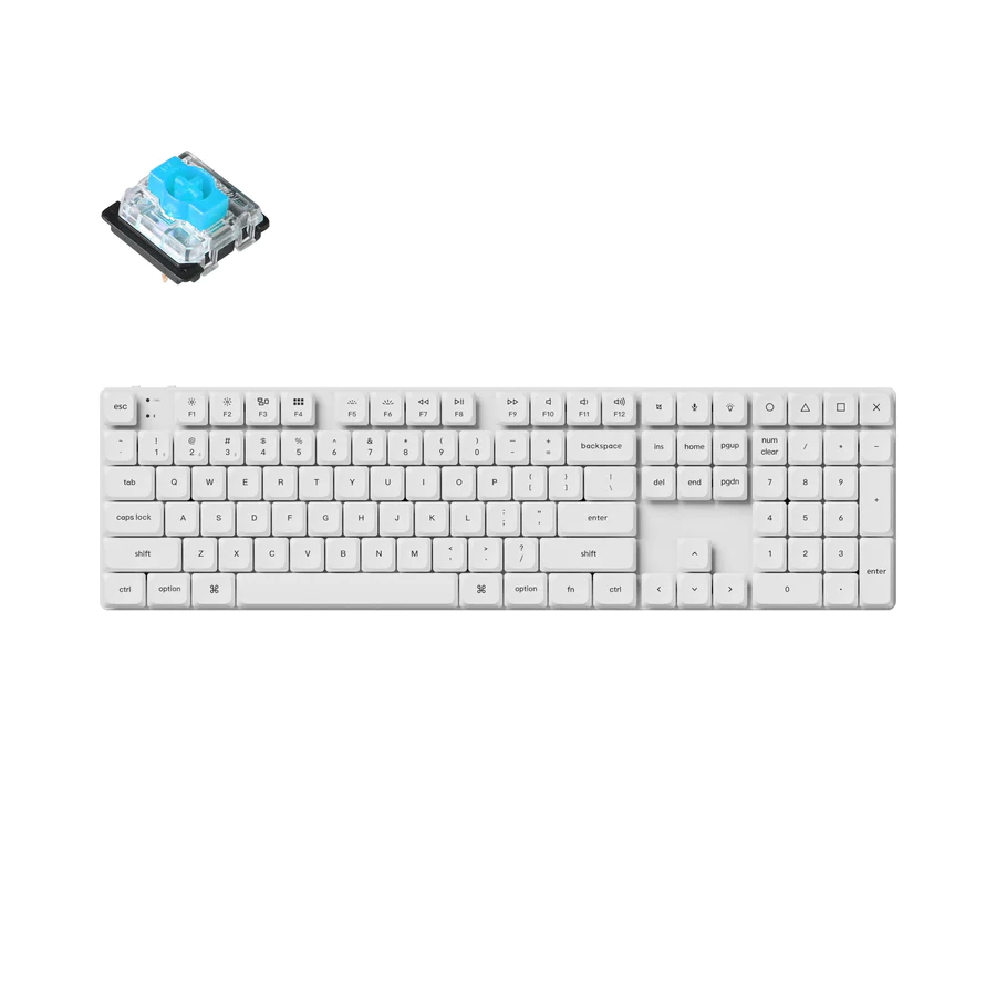 Геймърска механична клавиатура Keychron K5 Pro White QMK/VIA Full-Size Hot-Swappable Low-Profile Gateron Blue Switches RGB Backlight
