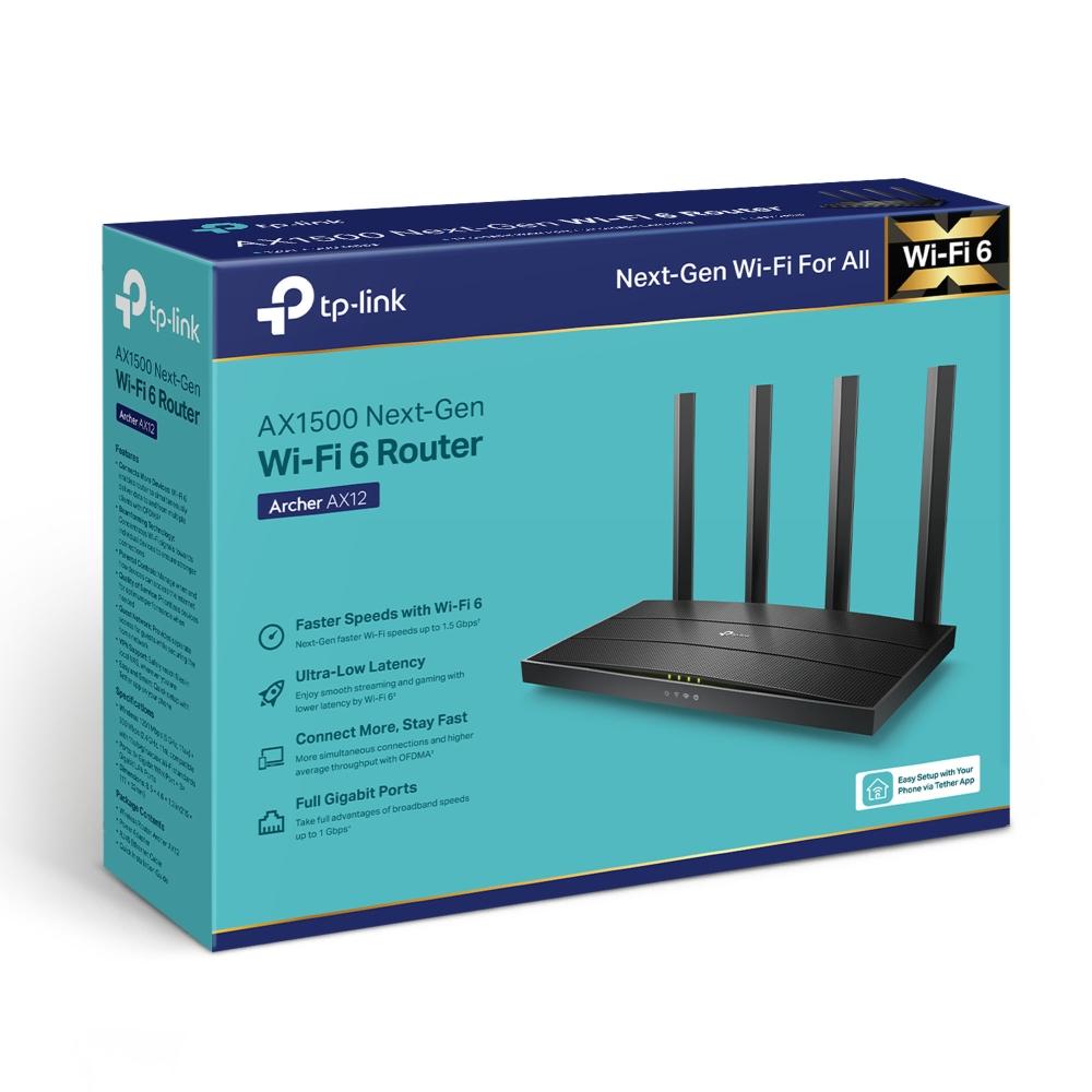 Безжичен рутер TP-Link Archer AX12 AX1500, WiFi 6-4