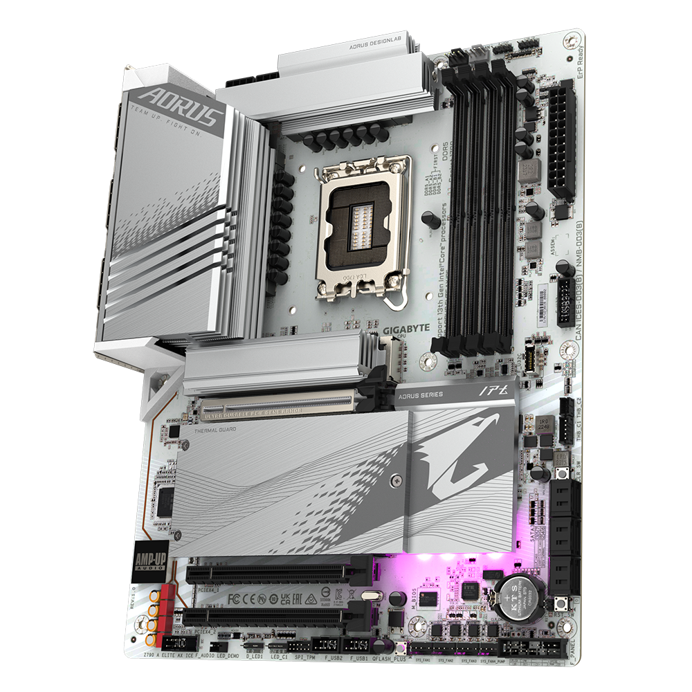 Дънна платка GIGABYTE Z790 AORUS ELITE AX ICE LGA 1700, PCIe 5.0, ATX, Wi-Fi 6E, RGB Fusion, DDR5-3