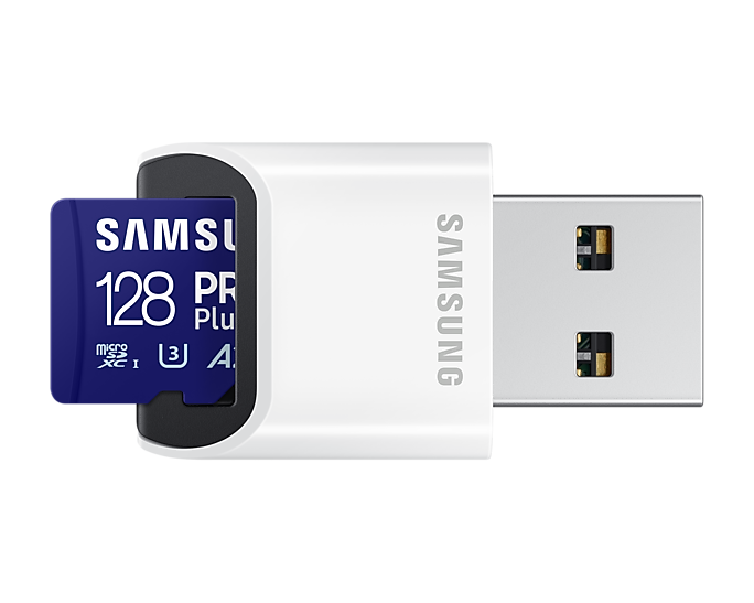 Карта памет Samsung PRO Plus, microSDXC, UHS-I, 128GB, Адаптер, USB четец-3