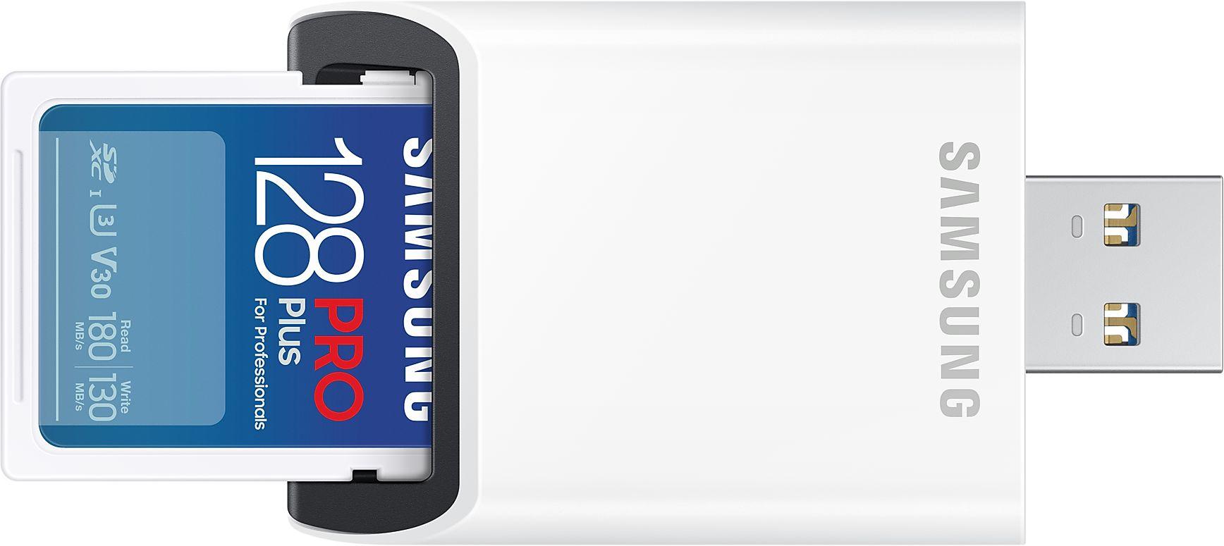 Карта памет Samsung PRO Plus, SD Card, 128GB, USB Четец, Бяла-2
