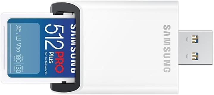 Карта памет Samsung PRO Plus, SD Card, 512GB, USB Четец, Бяла-2