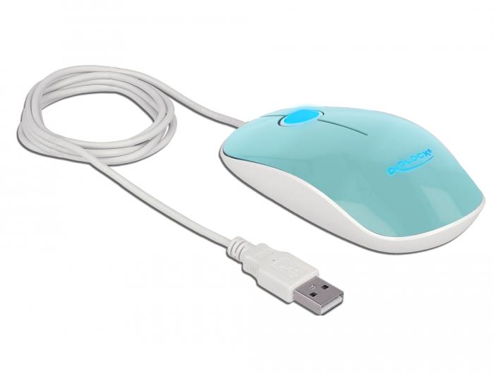 Оптична мишка DeLock, USB-A, Кабел 1.3 м, USB, 1200 dpi, Tюркоаз-2