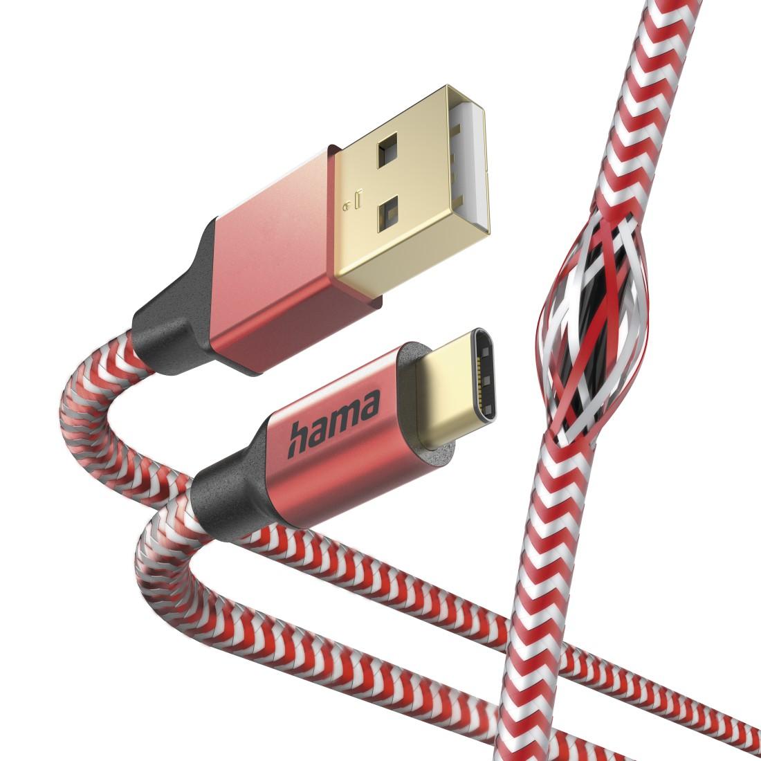 Кабел за зареждане &quot;Reflective&quot; USB-C - USB-A  1.5м червен-4