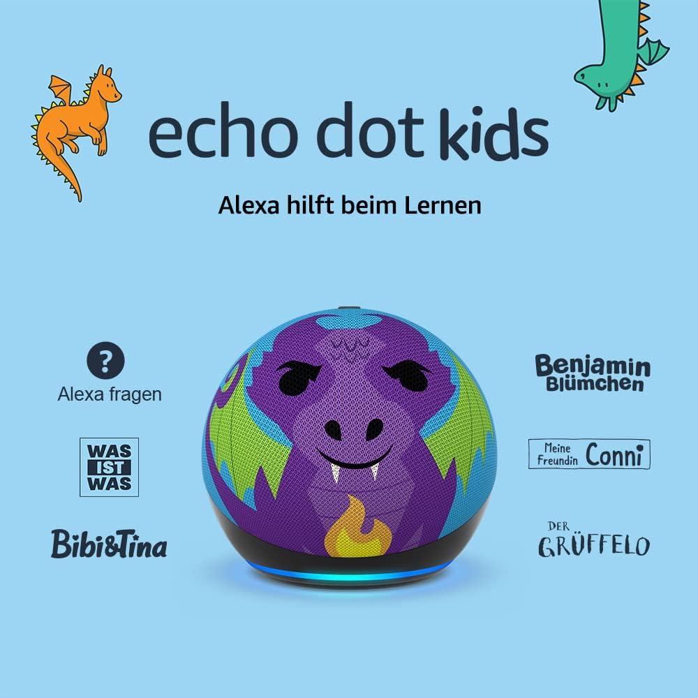 Преносима смарт тонколона Amazon Echo Dot Kids, Гласов асистент, Alexa, Дракон-2