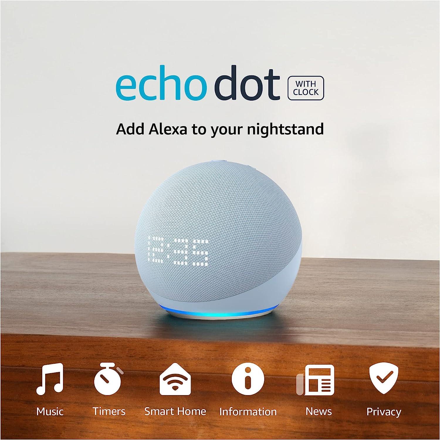 Преносима смарт тонколона Amazon Echo Dot 5 (5th Gen), Alexa, Часовник, Синя-2