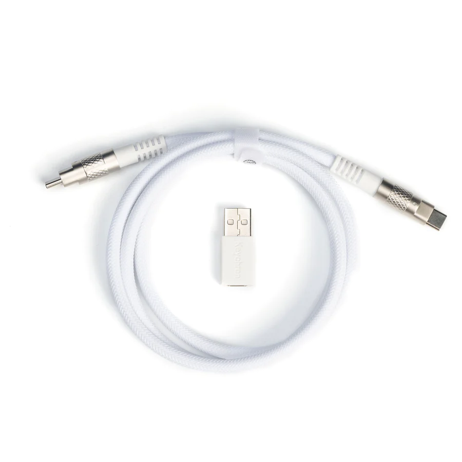 Кабел за клавиатура Keychron Double-Sleeved Geek USB-C - USB-C, White