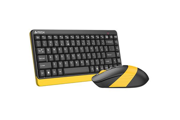 Комплект клавиатура и мишка A4TECH Fstyler FG1110, Безжичен, Черен/Жълт-3