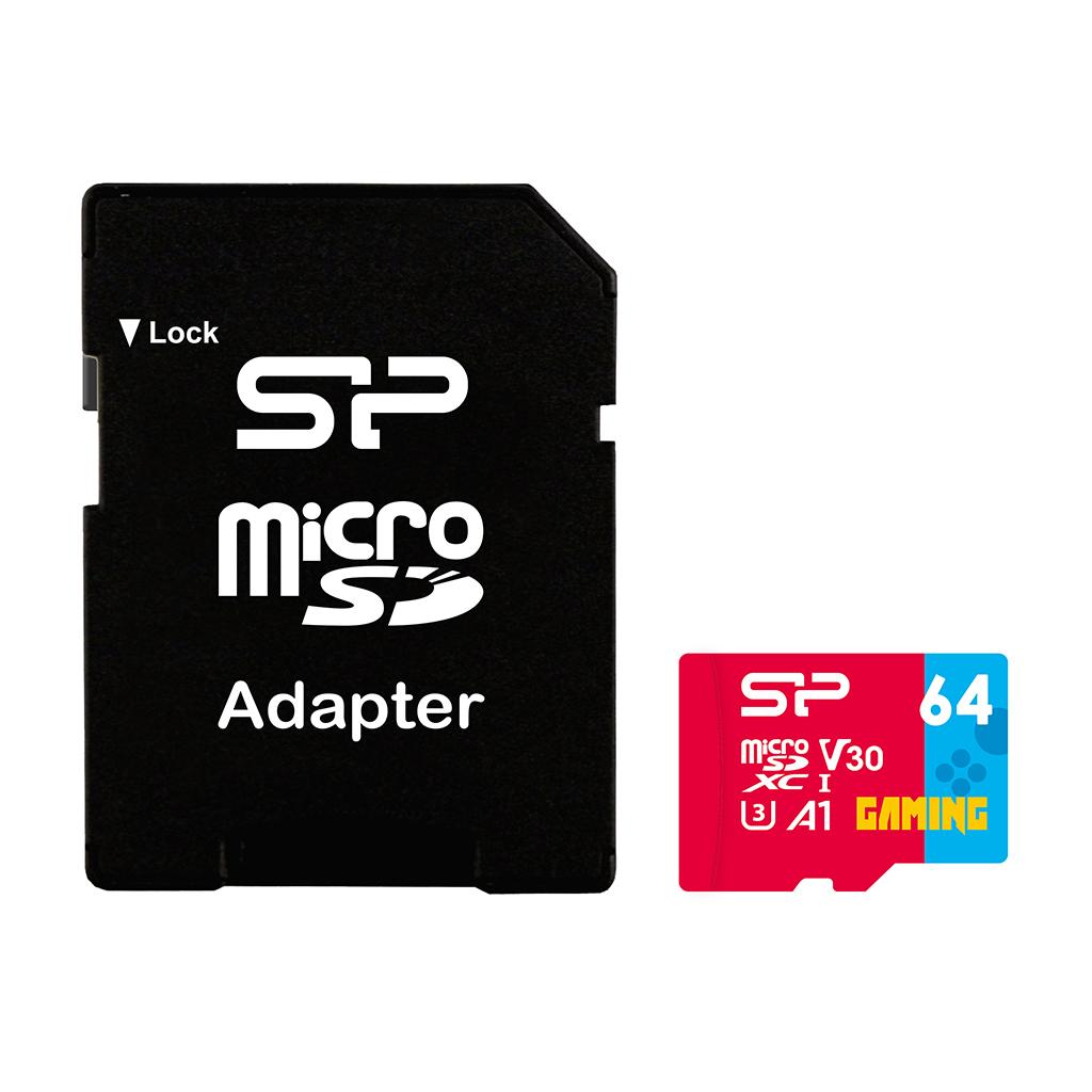 Карта памет Silicon Power Superior Gaming 64GB, microSDHC/SDXC, Class 10, A1, V30, UHS-I U3, SD Adapter-2