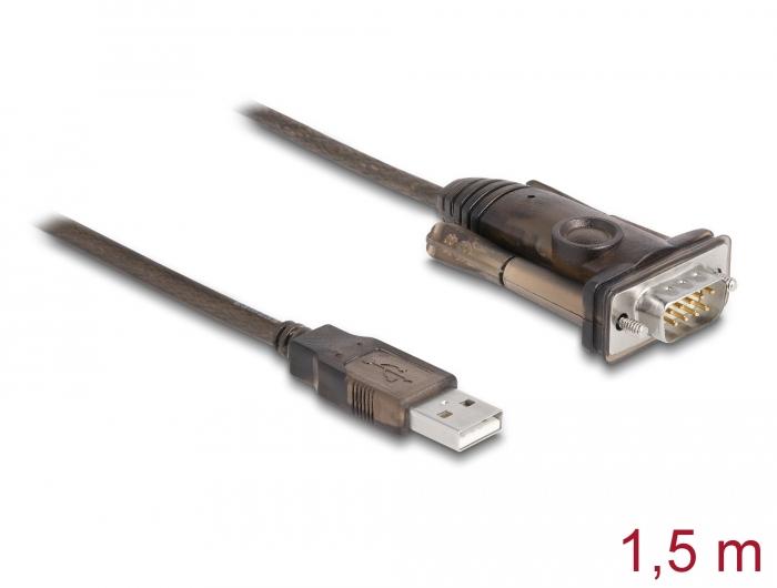 Адаптер Delock USB 2.0 Type-A - Serial RS-232 D-Sub 9 pin мъжко, 1.5 m-2